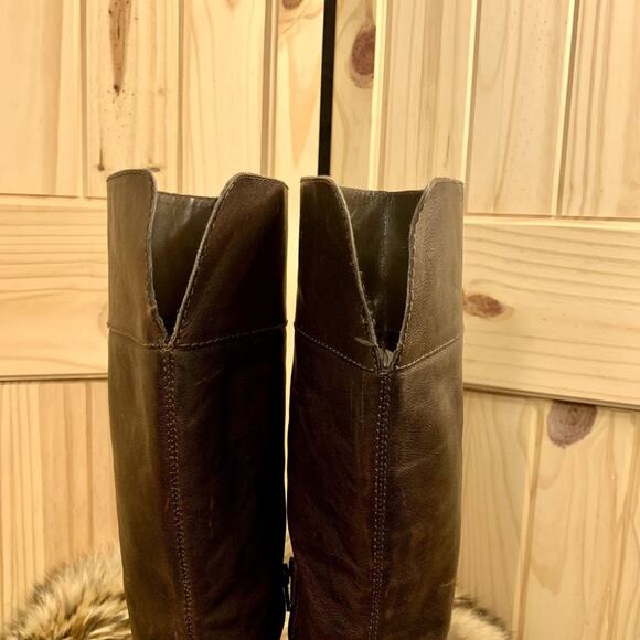 Arturo Chiang Brown Knee High Boots Distressed Leather High Heel Womens Size 7.5 - Picture 12 of 16